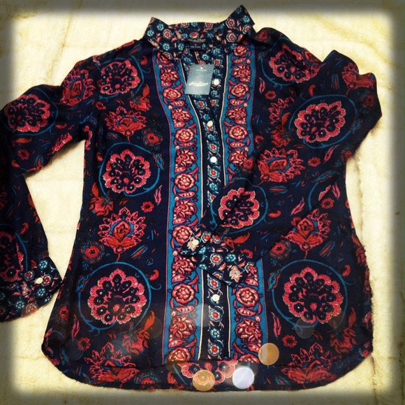 Lucky Brand Tops - CLOSING SALE Lucky Brand Silk Floral Shirt