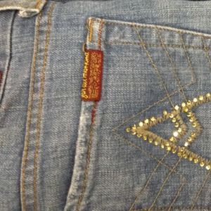 7 for all Mankind yellow crystal "A" pocket