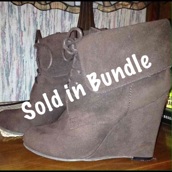 Bamboo Boots - Brown Wedge Booties.