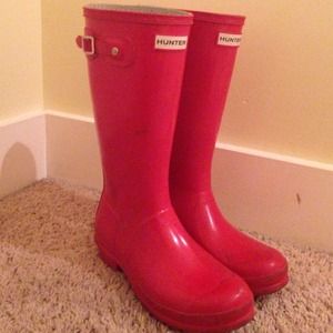 Red hunter rain boots