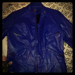 Faux blue leather jacket