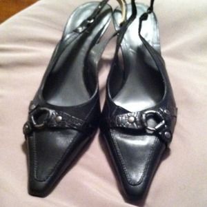 Black Leather Size 9M Work Pumps