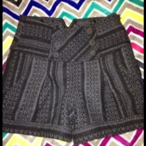 HOLD Black high waist Aztec shorts