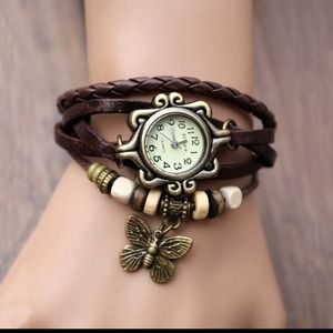 NEW🆕 VINTAGE LEATHER BOHEMIAN INFINITY WATCH .