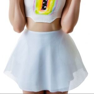 UNIF white mesh scuba skater skirt sz M BNWT