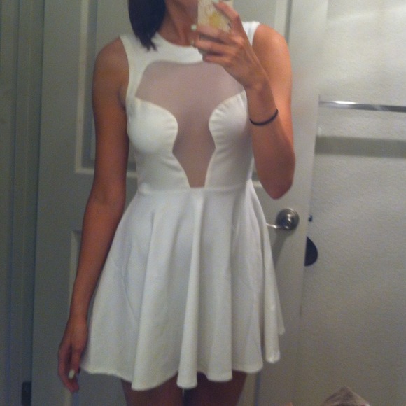 Nasty Gal white mesh inset dress