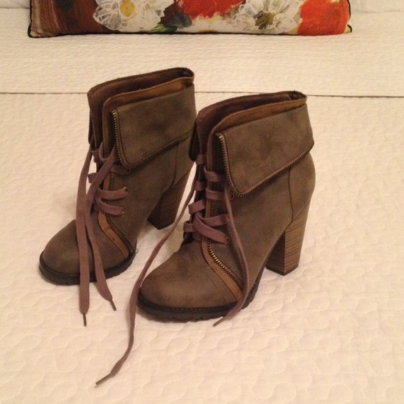 Laced Booties with Zipper Detail