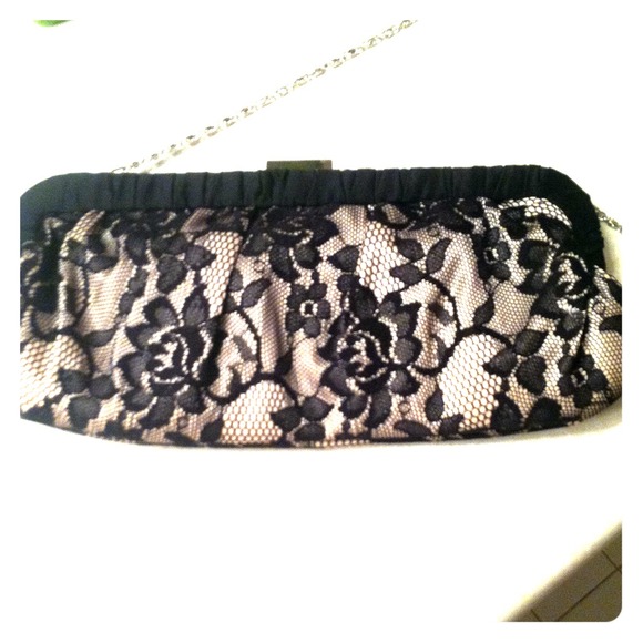 Cream/black lace purse