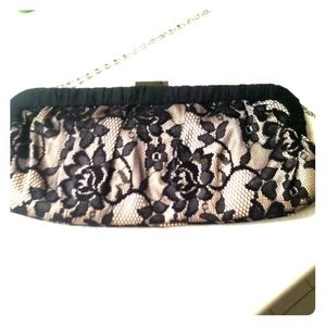 Cream/black lace purse