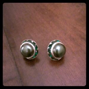 vintage rhinestone & faux pearl earrings