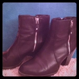 Black leather ankle boots