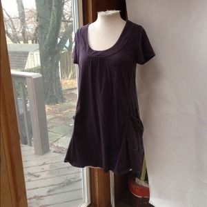 Plum pocketed shift dress