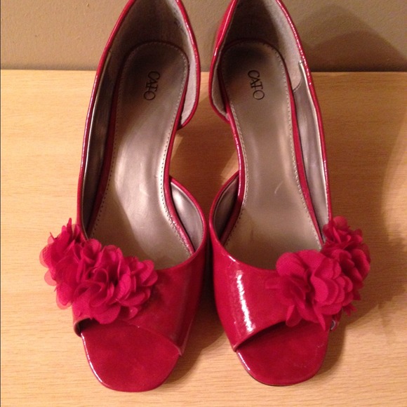 Brick red low inch heels
