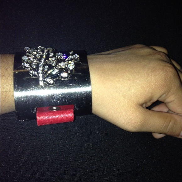 Red genuine leather bracelet