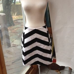 Black white chevron Aline skirt