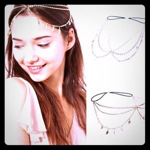 Sold! gold leaf head bohemian head chain.