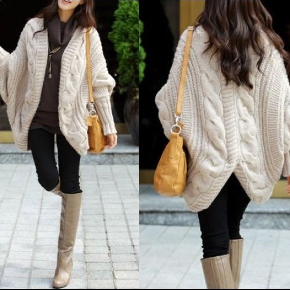 Oversized Autumn Knitted Cardigan Sweater - Picture 2 of 4