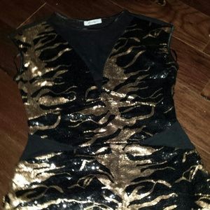 Black and rose gold sequins dress