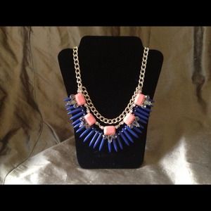 Chunky jewel necklace with Royal blue