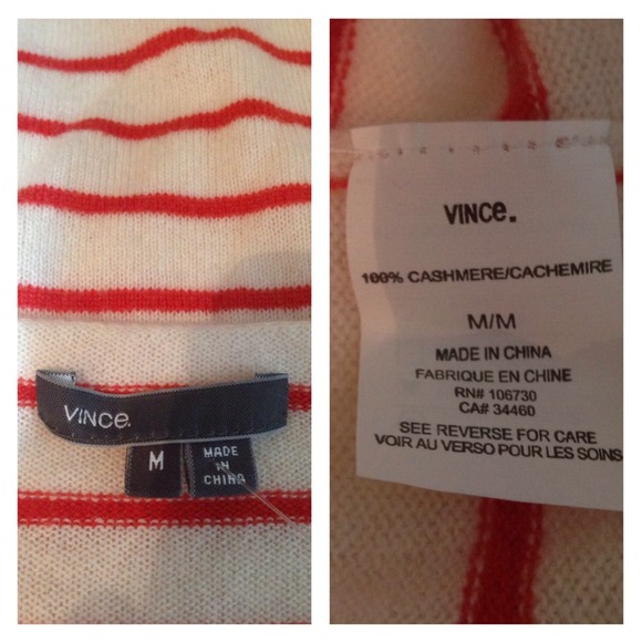 Vince Cashmere Red Striped Sweater - Picture 4 of 4