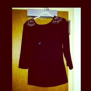Black Studded Shoulder Shirt!