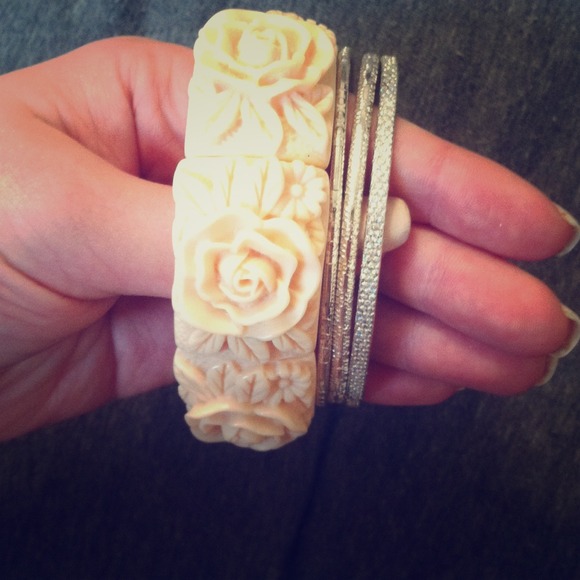 Bundle! Pink rose bracelet/3 sterling silver