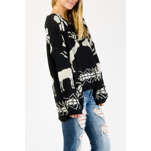 FLASH SALE REINDEER SWEATER in GRAY or BLK Avail in S/M M/L and XL✨ - Picture 7 of 8