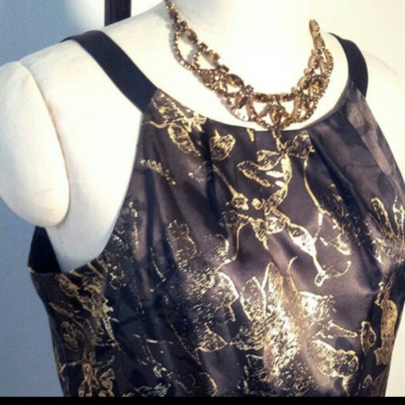 Elie Tahari Brown Claribel Floral Blouse Tank