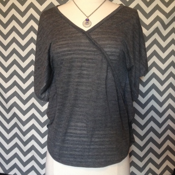 Soft heather gray half batwing top