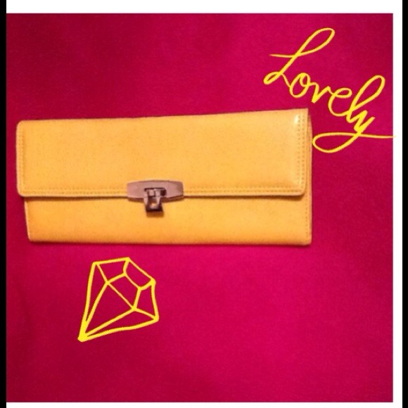 Clutches & Wallets - Deep Yellow Trifold Wallet with Silver Hardware