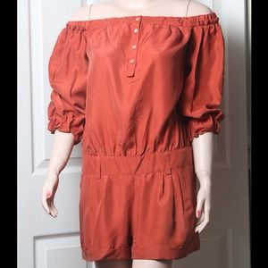 Nicole Miller Off Shoulder Silk Shorts Jumper
