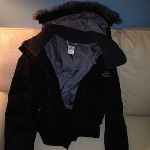 The North Face goose down faux fur hooded jacket