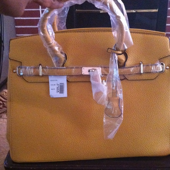 Yellow vegan leather handbag