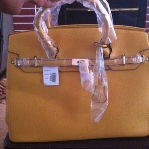 Yellow vegan leather handbag