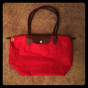 Longchamp 'Le Pilage' Small Shoulder Bag in Tomato