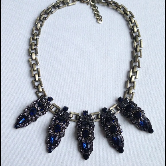 Midnight blue crystals statement necklace SALE - Picture 1 of 4