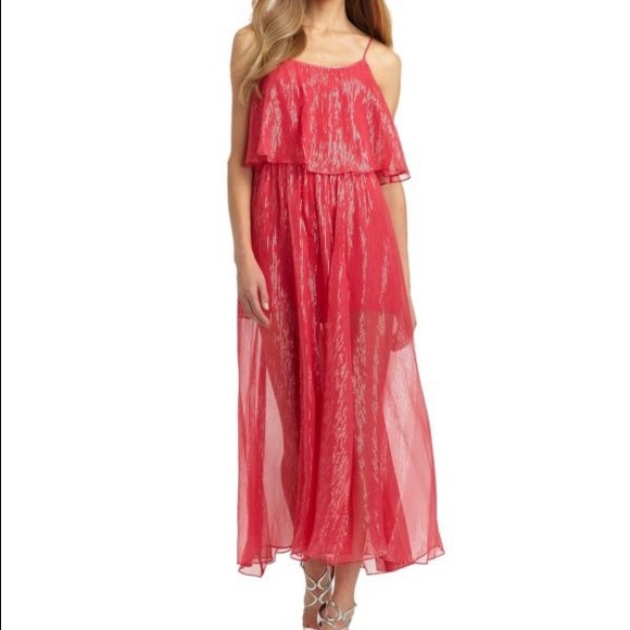 **SOLD**Halston Heritage fuscia and gold dress