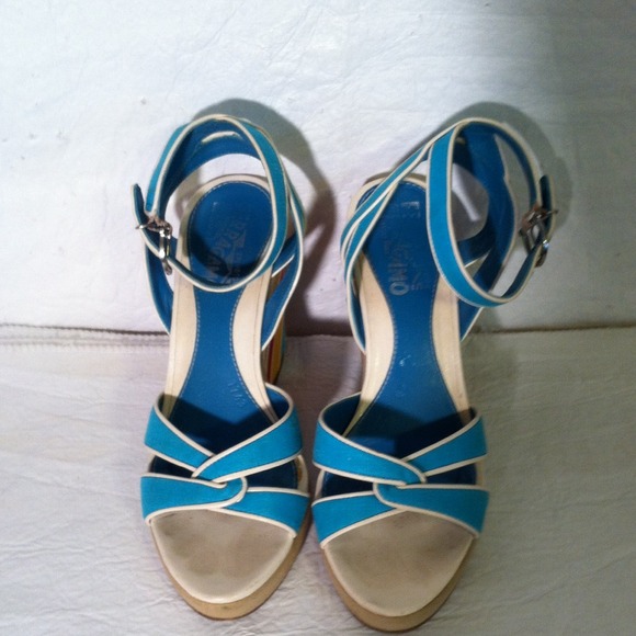 REDUCED Salvatore Ferragamo multi color wedges.
