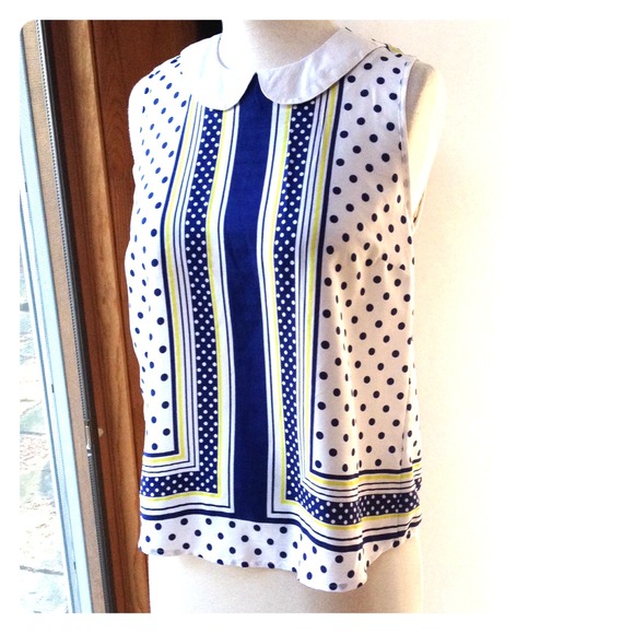 Polka dot Peter Pan collar sleeveless top