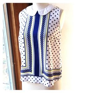 Polka dot Peter Pan collar sleeveless top