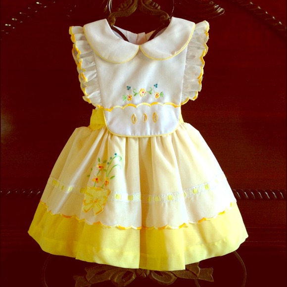 Yellow apron dress baby girl