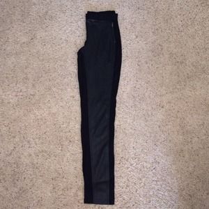 Faux leather front leggings