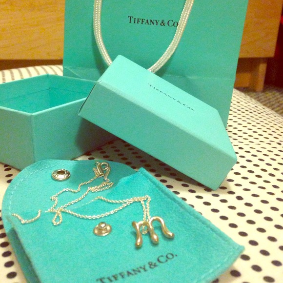 Tiffany small letter M sterling silver pendant