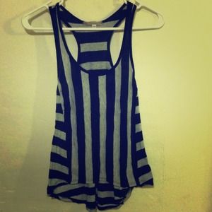 Black and grey striped flowing tank top
