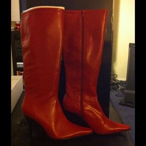 Red PU boots