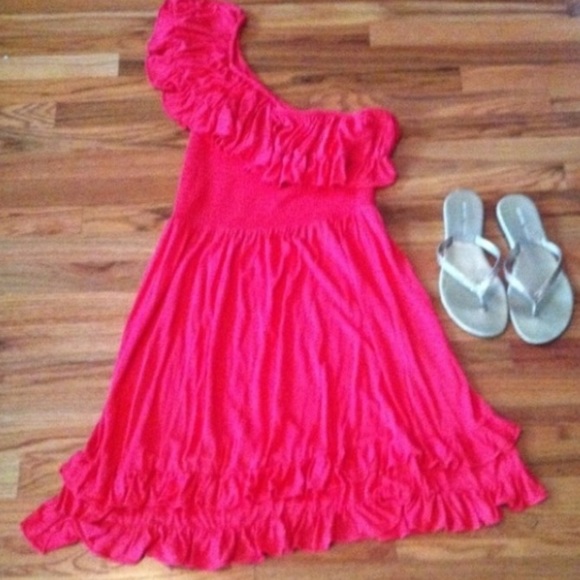 Juicy Couture coral one shoulder dress