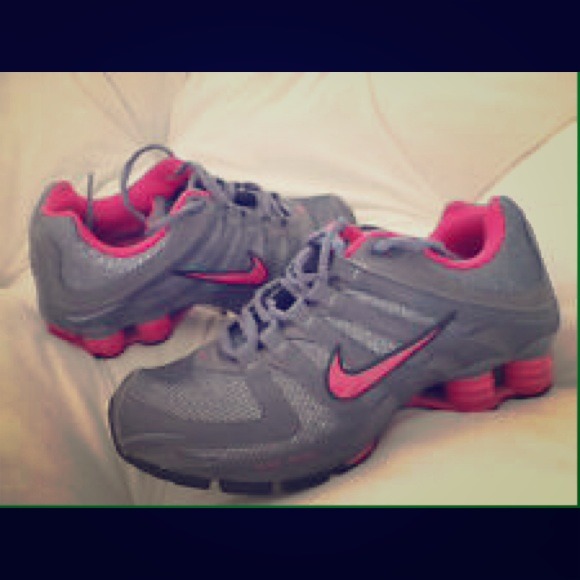 Women Nike Pink & Gray sparkle Shox
