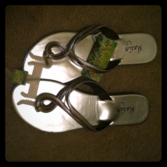 Silver flip flops