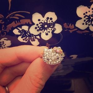 Hello Kitty pave set jewled ring