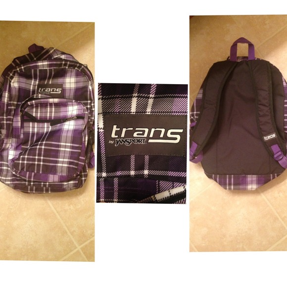 Purple plaid Jansport backpack